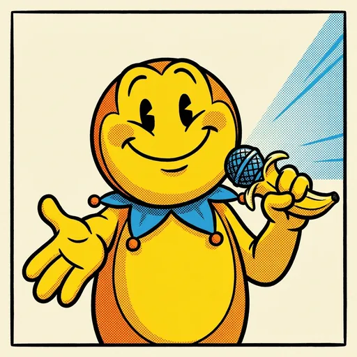 PunchlineForge mascot encouraging